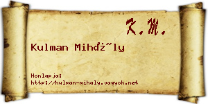 Kulman Mihály névjegykártya