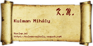 Kulman Mihály névjegykártya